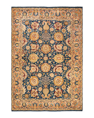 Traditional Mogul Blue Wool Area Rug 6' 0" x 8' 9" - Solo Rugs