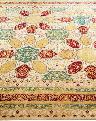 Traditional Mogul Ivory Wool Area Rug 6' 1" x 9' 4" - Solo Rugs