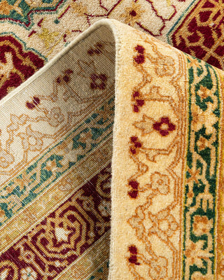 Traditional Mogul Ivory Wool Area Rug 6' 1" x 9' 4" - Solo Rugs