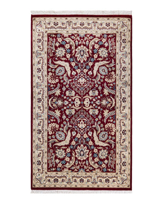 Traditional Mogul Red Wool Area Rug 3' 2" x 5' 5" - Solo Rugs