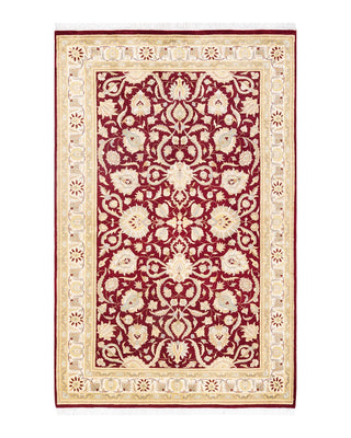 Traditional Mogul Red Wool Area Rug 4' 2" x 6' 5" - Solo Rugs