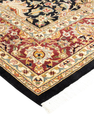 Traditional Mogul Black Wool Square Area Rug 6' 3" x 6' 4" - Solo Rugs