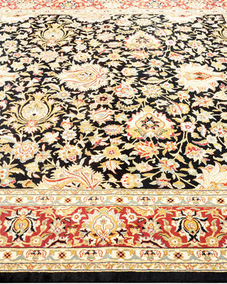 Traditional Mogul Black Wool Square Area Rug 6' 3" x 6' 4" - Solo Rugs