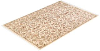 Contemporary Eclectic Ivory Wool Area Rug 4' 2" x 6' 3" - Solo Rugs