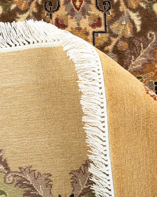 Traditional Mogul Yellow Wool Octagon Area Rug 6' 1" x 6' 1" - Solo Rugs