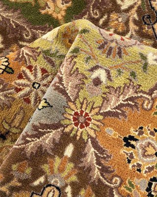 Traditional Mogul Yellow Wool Octagon Area Rug 6' 1" x 6' 1" - Solo Rugs