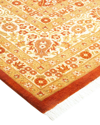 Traditional Mogul Orange Wool Square Area Rug 8' 2" x 8' 4" - Solo Rugs
