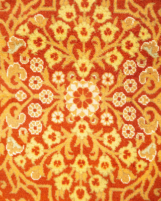 Traditional Mogul Orange Wool Square Area Rug 8' 2" x 8' 4" - Solo Rugs
