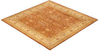 Traditional Mogul Orange Wool Square Area Rug 8' 2" x 8' 4" - Solo Rugs