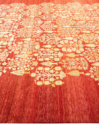 Contemporary Eclectic Orange Wool Area Rug 8' 10" x 12' 2" - Solo Rugs