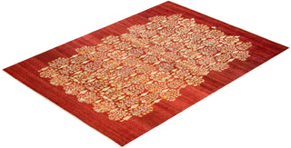 Contemporary Eclectic Orange Wool Area Rug 8' 10" x 12' 2" - Solo Rugs