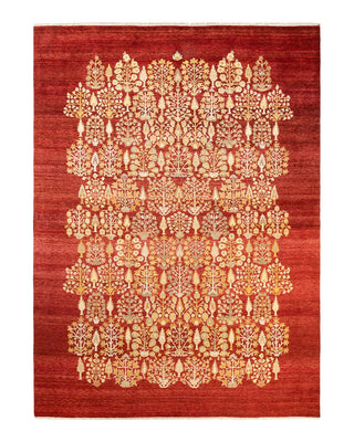 Contemporary Eclectic Orange Wool Area Rug 8' 10" x 12' 2" - Solo Rugs