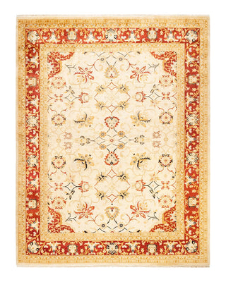Contemporary Eclectic Ivory Wool Area Rug 8' 0" x 10' 2" - Solo Rugs