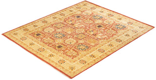Contemporary Eclectic Orange Wool Area Rug 8' 2" x 9' 9" - Solo Rugs