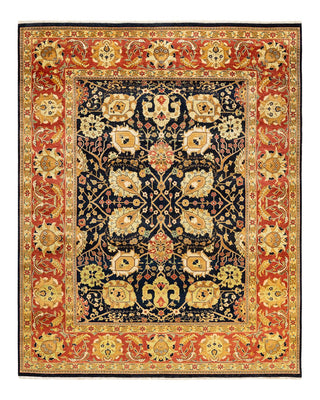 Contemporary Eclectic Black Wool Area Rug 8' 1" x 10' 2" - Solo Rugs