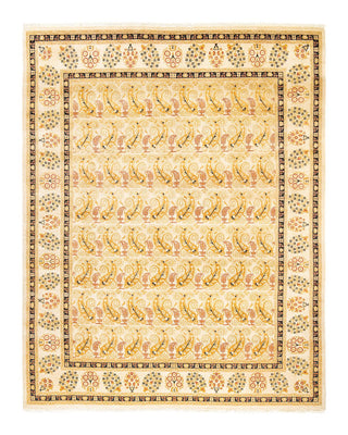 Contemporary Eclectic Ivory Wool Area Rug 8' 1" x 10' 3" - Solo Rugs