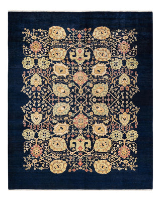 Contemporary Eclectic Blue Wool Area Rug 8' 0" x 9' 10" - Solo Rugs