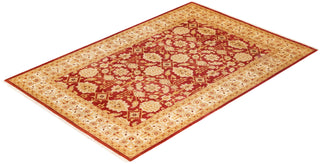 Contemporary Eclectic Orange Wool Area Rug 6' 1" x 8' 10" - Solo Rugs