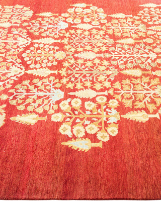 Contemporary Eclectic Red Wool Area Rug 6' 1" x 8' 10" - Solo Rugs