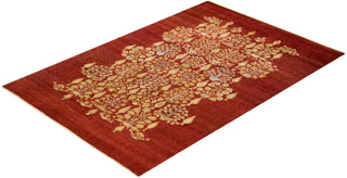 Contemporary Eclectic Red Wool Area Rug 6' 1" x 8' 10" - Solo Rugs