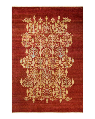 Contemporary Eclectic Red Wool Area Rug 6' 1" x 8' 10" - Solo Rugs