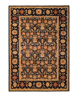 Contemporary Eclectic Black Wool Area Rug 6' 1" x 8' 7" - Solo Rugs
