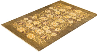 Contemporary Eclectic Green Wool Area Rug 6' 2" x 9' 4" - Solo Rugs