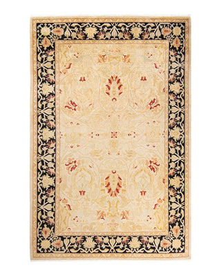 Contemporary Eclectic Ivory Wool Area Rug 6' 1" x 9' 2" - Solo Rugs
