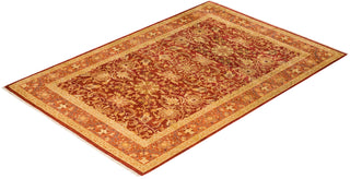 Contemporary Eclectic Orange Wool Area Rug 6' 4" x 9' 3" - Solo Rugs