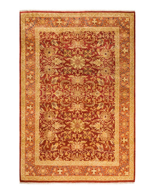 Contemporary Eclectic Orange Wool Area Rug 6' 4" x 9' 3" - Solo Rugs