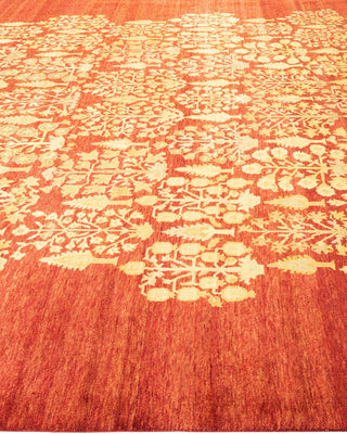 Contemporary Eclectic Orange Wool Area Rug 9' 0" x 12' 3" - Solo Rugs