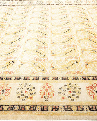 Contemporary Eclectic Ivory Wool Area Rug 9' 2" x 12' 1" - Solo Rugs