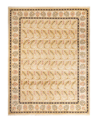 Contemporary Eclectic Ivory Wool Area Rug 9' 2" x 12' 1" - Solo Rugs