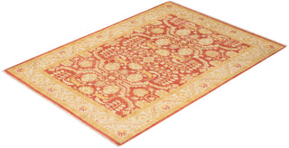 Contemporary Eclectic Orange Wool Area Rug 6' 1" x 8' 10" - Solo Rugs