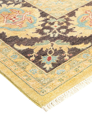 Contemporary Eclectic Green Wool Area Rug 9' 1" x 11' 9" - Solo Rugs