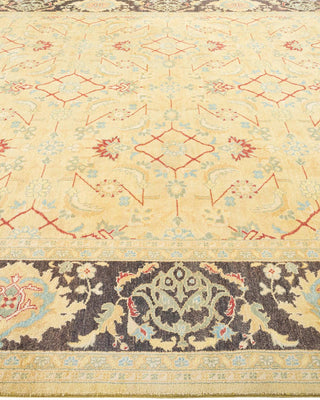 Contemporary Eclectic Green Wool Area Rug 9' 1" x 11' 9" - Solo Rugs