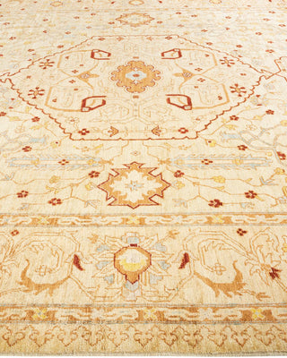 Contemporary Eclectic Ivory Wool Area Rug 9' 2" x 11' 9" - Solo Rugs