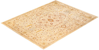 Contemporary Eclectic Ivory Wool Area Rug 9' 2" x 11' 9" - Solo Rugs