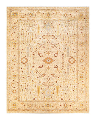 Contemporary Eclectic Ivory Wool Area Rug 9' 2" x 11' 9" - Solo Rugs