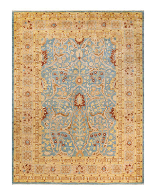 Contemporary Eclectic Light Blue Wool Area Rug 8' 10" x 11' 10" - Solo Rugs