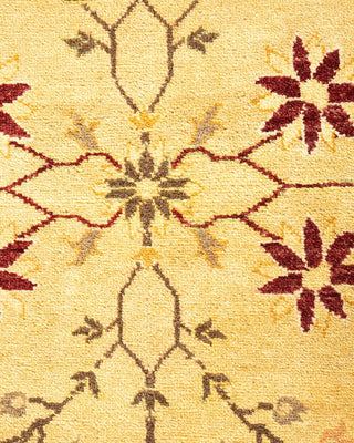 Traditional Mogul Yellow Wool Area Rug 8' 1" x 10' 1" - Solo Rugs