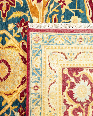 Traditional Mogul Red Wool Area Rug 7' 10" x 10' 1" - Solo Rugs
