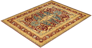 Traditional Mogul Red Wool Area Rug 7' 10" x 10' 1" - Solo Rugs