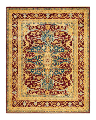 Traditional Mogul Red Wool Area Rug 7' 10" x 10' 1" - Solo Rugs
