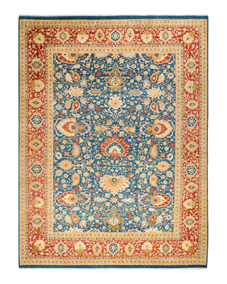 Traditional Mogul Blue Wool Area Rug 7' 10" x 10' 6" - Solo Rugs