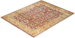 Traditional Mogul Red Wool Area Rug 7' 10" x 9' 10" - Solo Rugs