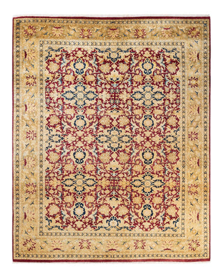 Traditional Mogul Red Wool Area Rug 7' 10" x 9' 10" - Solo Rugs