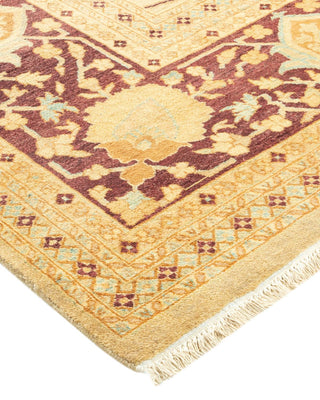 Traditional Mogul Yellow Wool Area Rug 8' 0" x 10' 4" - Solo Rugs