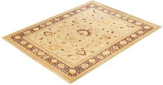 Traditional Mogul Yellow Wool Area Rug 8' 0" x 10' 4" - Solo Rugs