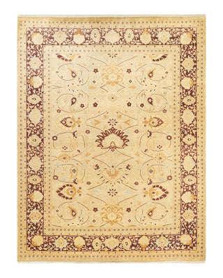 Traditional Mogul Yellow Wool Area Rug 8' 0" x 10' 4" - Solo Rugs